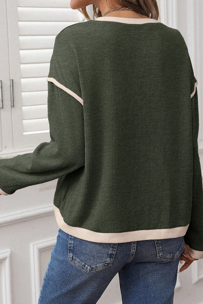 Colorblock Drop Shoulder Knit Top for Women