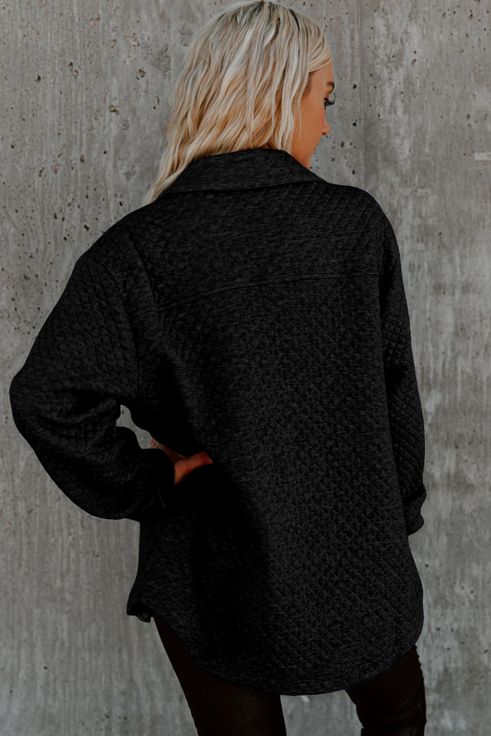 Quilted Button Shacket with Flap Pockets for Women