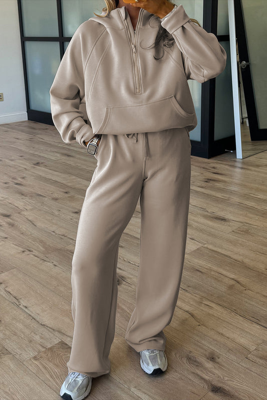 Activewear Half Zip Hoodie and Workout Pants Set