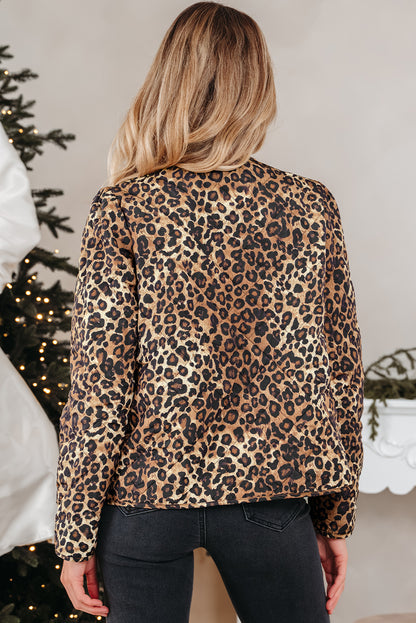 Leopard Quilted Tie Front Jacket for Women