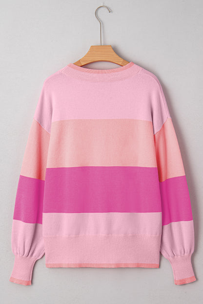 Sequined HOLLY JOLLY Color Block Crew Neck Sweater