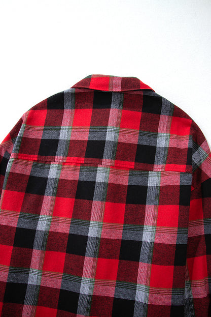 Christmas Plaid Button Up Top and High Waist Pants Set