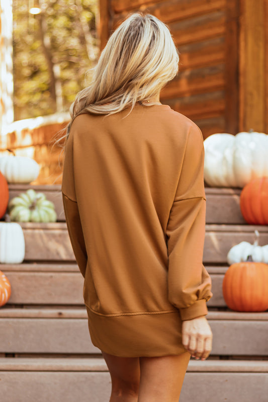 Happy Halloween Graphic Notched Neck Top