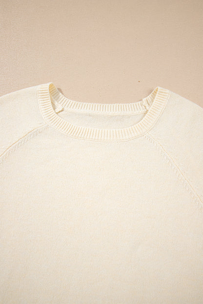 Buttoned Bishop Sleeve Crew Neck Sweater