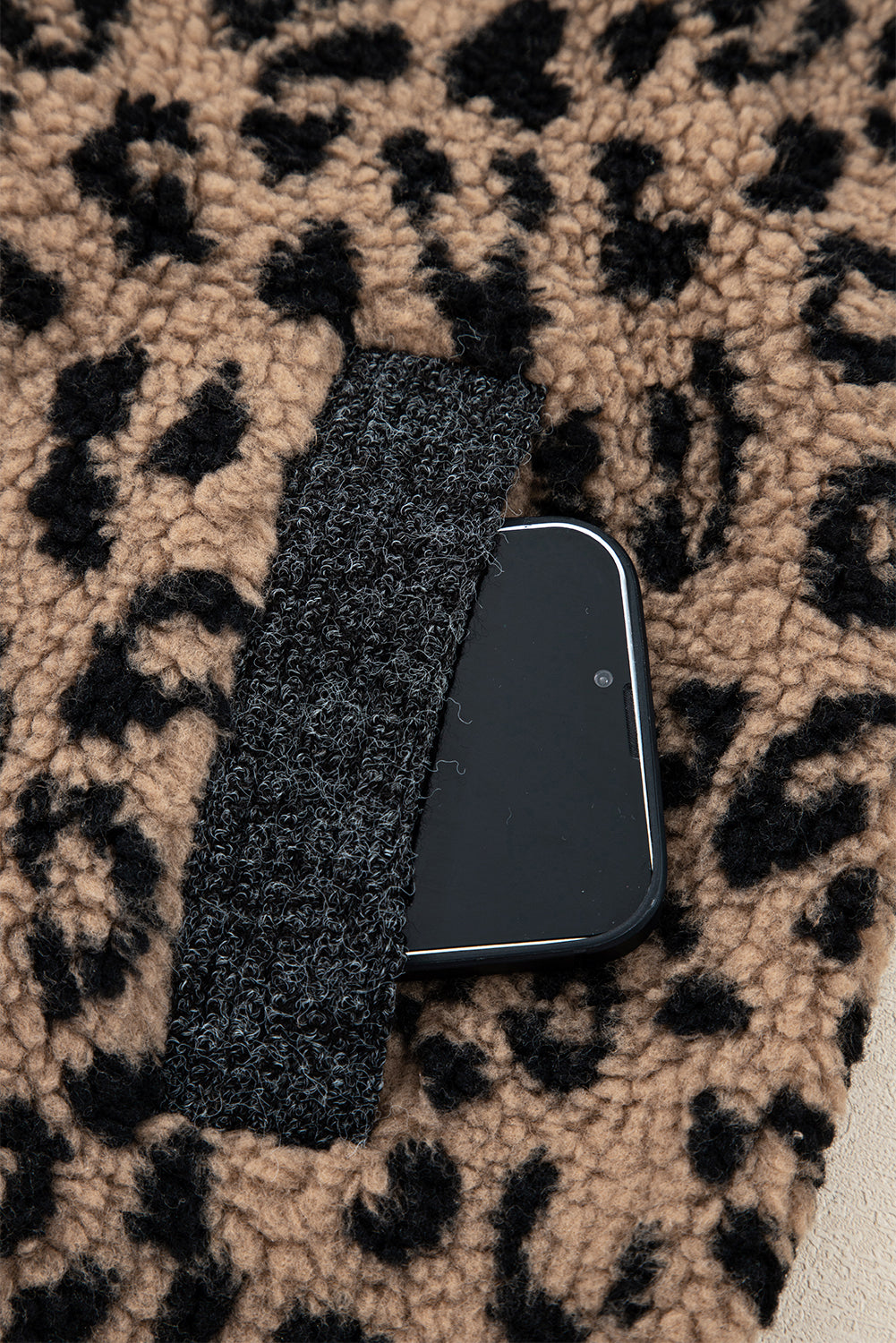 Leopard Zip Up Stand Collar Fall Jacket