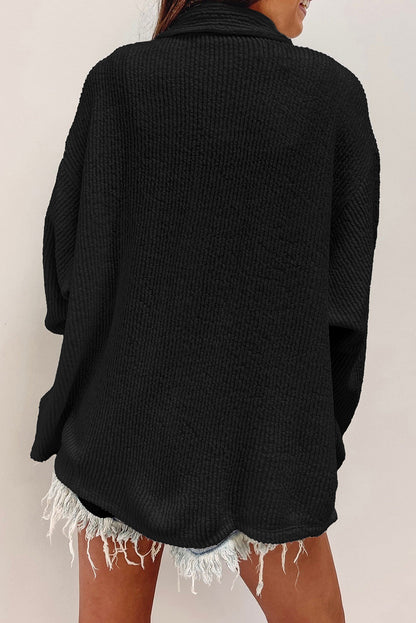 Corduroy Buttoned Long Sleeve Shacket