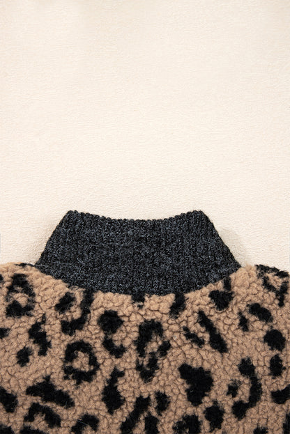 Leopard Zip Up Stand Collar Fall Jacket