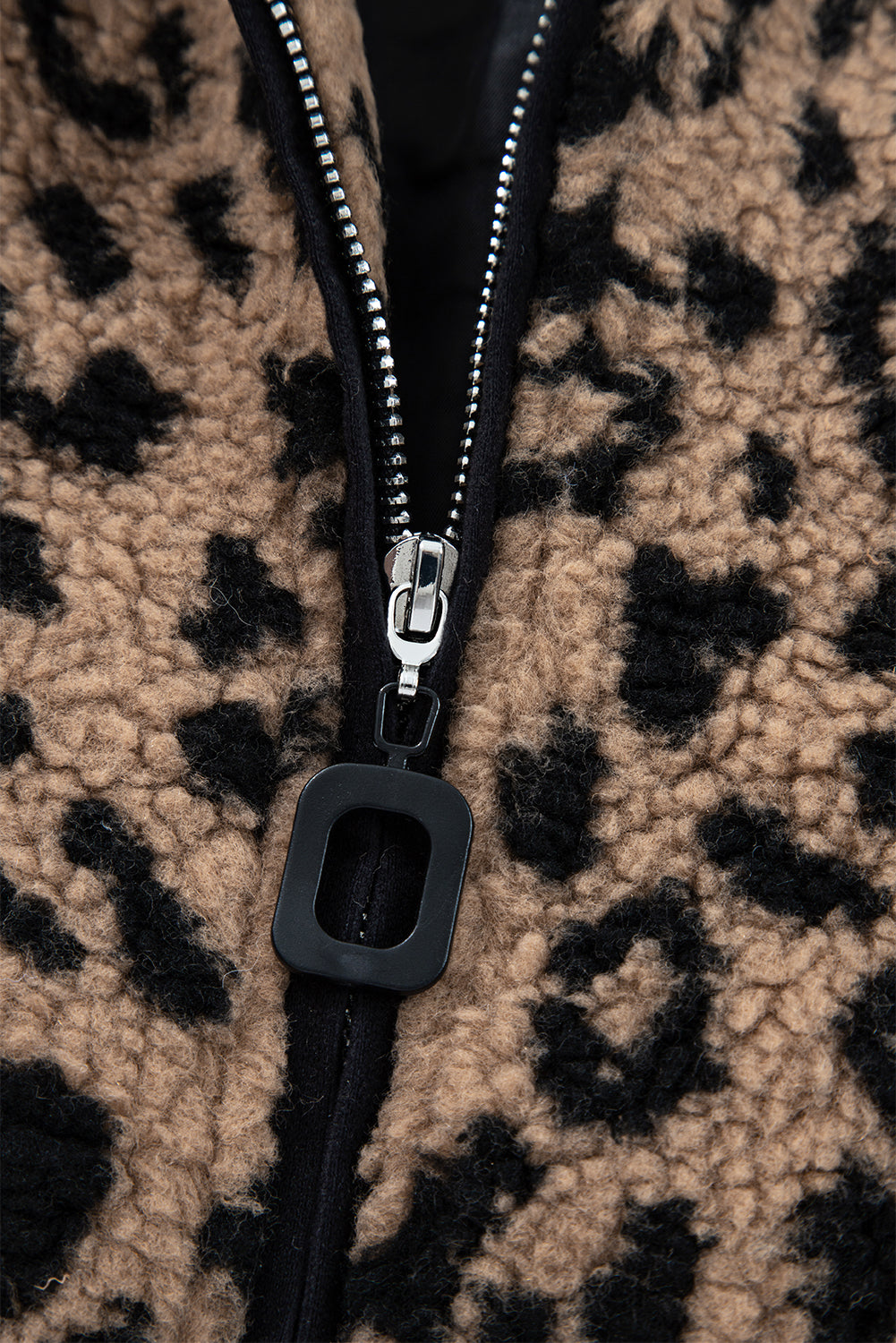 Leopard Zip Up Stand Collar Fall Jacket