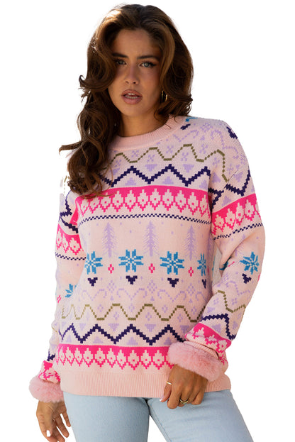 Wholesale Multicolor Christmas Snowflake Knit Sweater