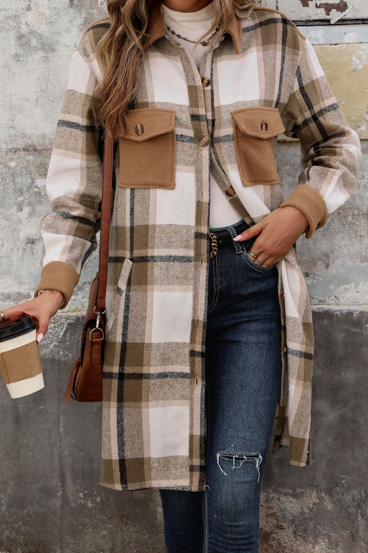Cozy Warm Plaid Long Shacket Jacket for Women