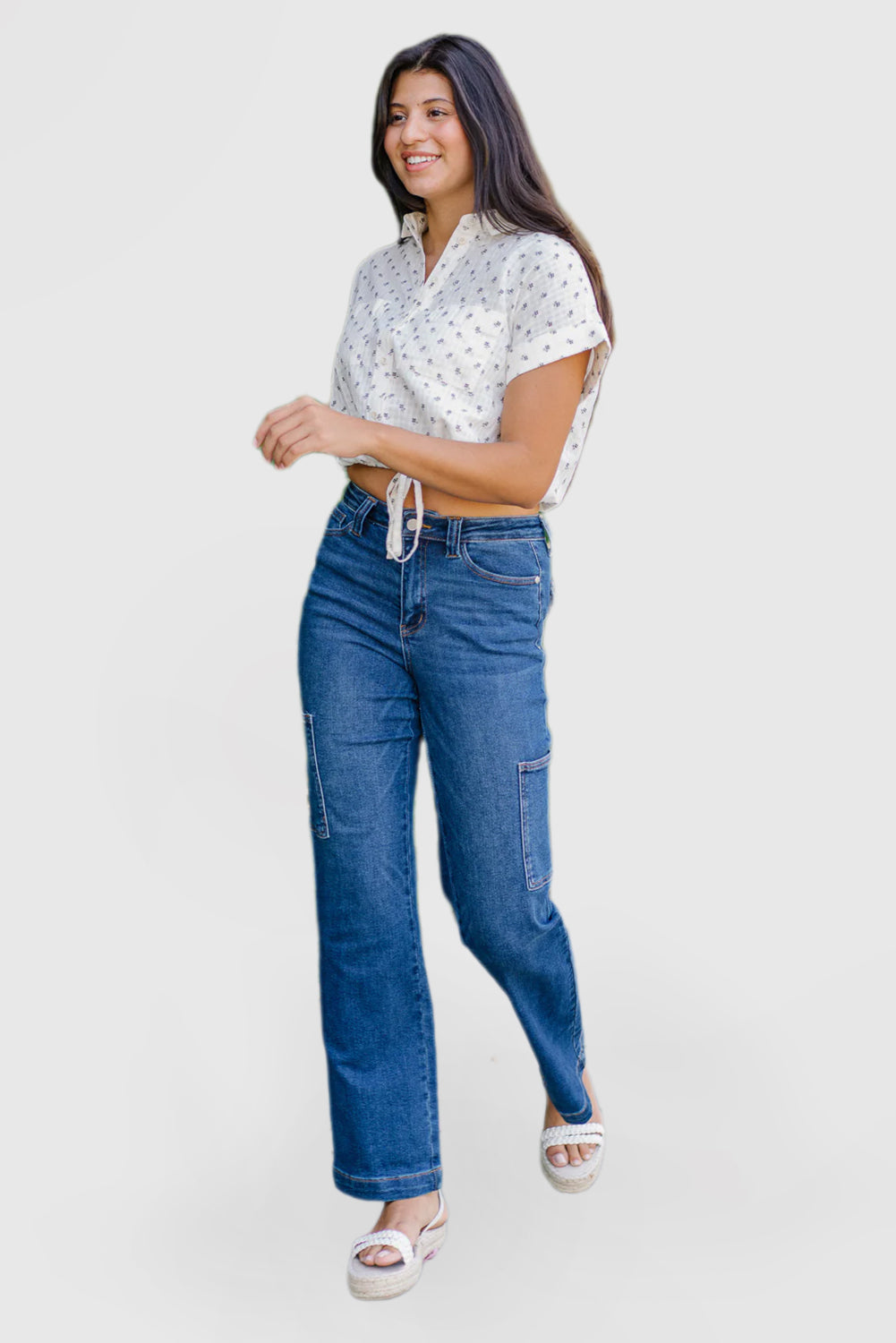 Women's Blue High Waisted Wide Leg Jeans