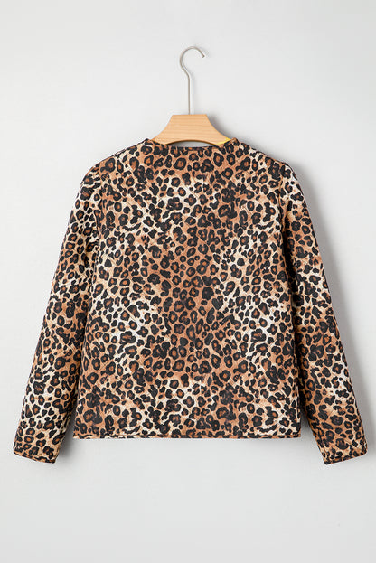 Leopard Quilted Tie Front Jacket for Women