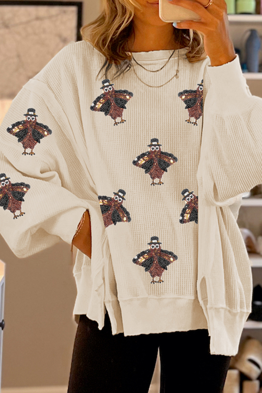 Thanksgiving Turkey Waffle Oversized Knit Top