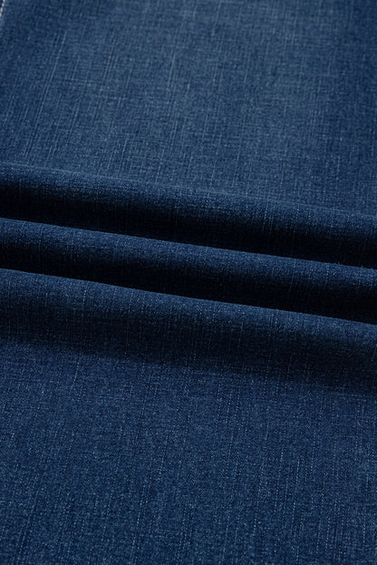 High Waist Flared Jeans with Stitched Pocket Detail