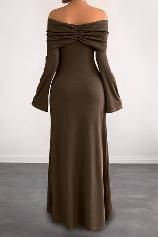 Off Shoulder Long Sleeve Bodycon Maxi Dress