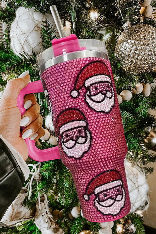 Christmas Santa Diamond Thermos Cup with Straw 40oz