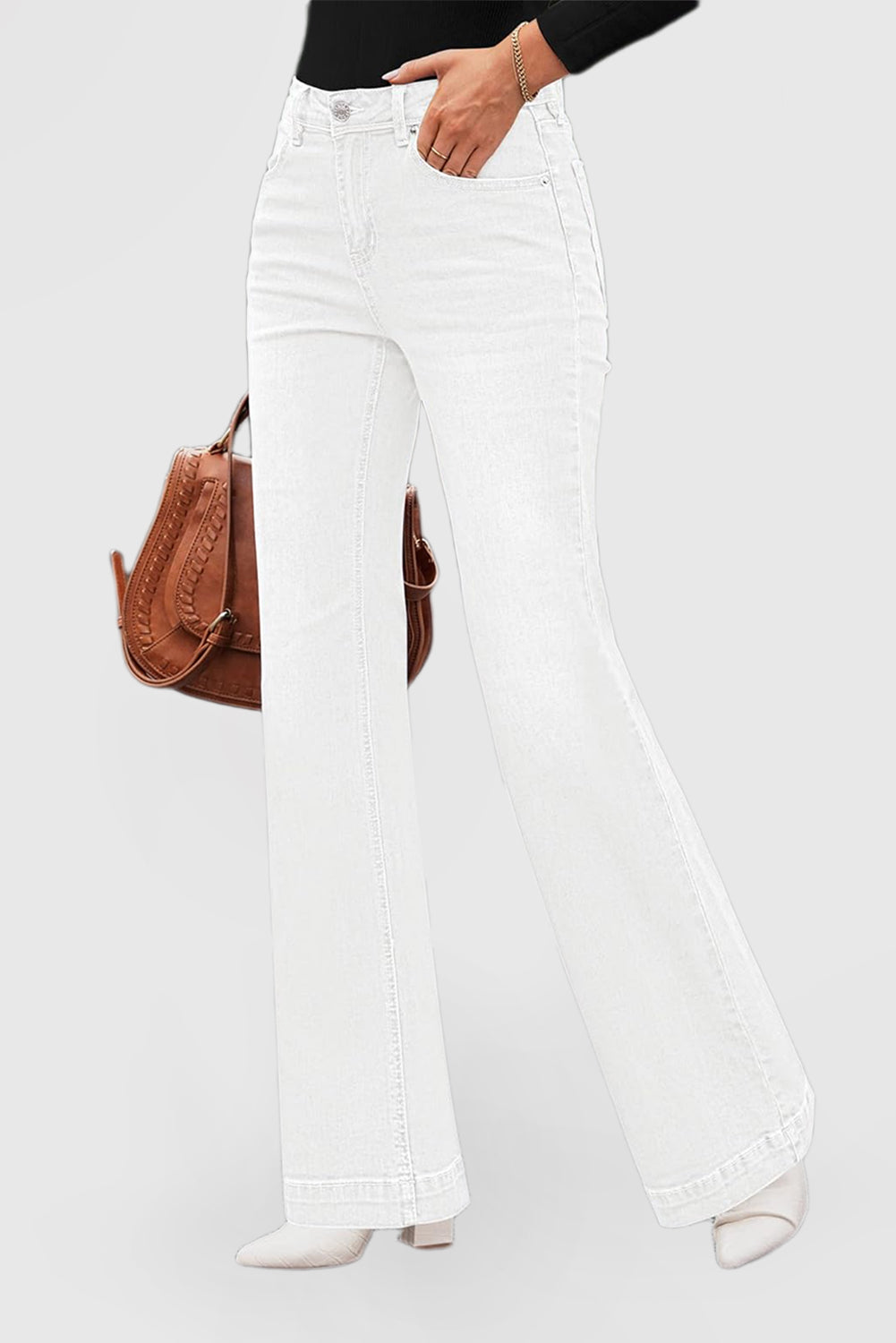 High-Waisted Flare Jeans for Women – Wide Leg Stretch Denim Pants
