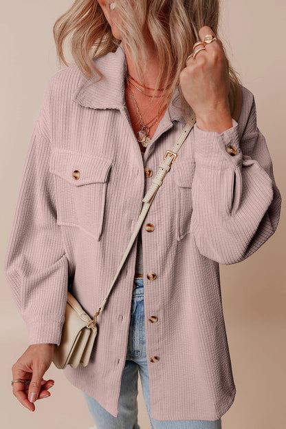 Corduroy Button Up Flap Pocket Shacket