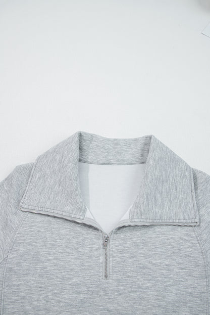 Collar Long Sleeve Zip Top and Drawstring Pants Set