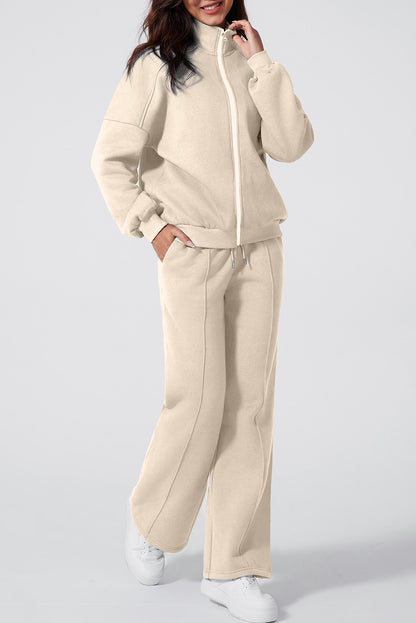 Fall Active Zip Up Jacket and Drawstring Pants Set