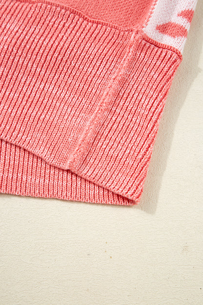 Candycane Snowflake Checker Christmas Loose Sweater