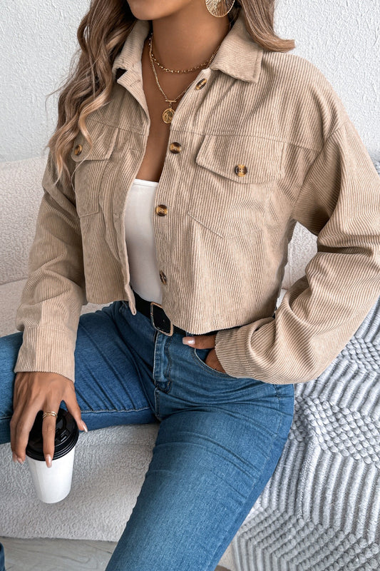 Corduroy Cropped Button Down Shacket | Casual Fall Jacket
