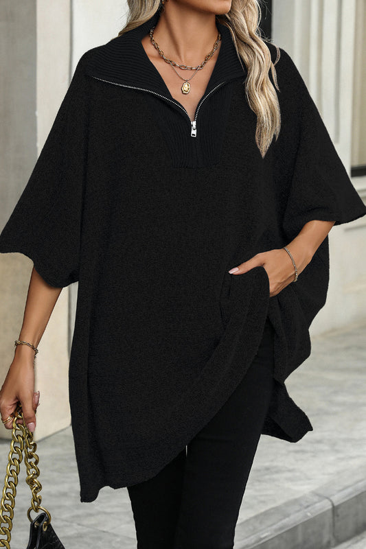 Half-Zip Knit Pullover Sweater with Collar