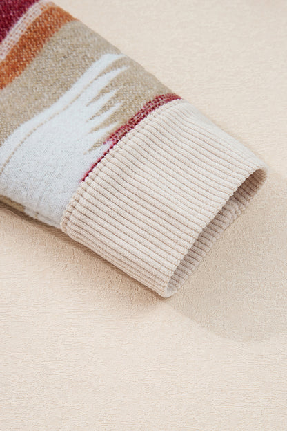 Multicolor Western Aztec Striped Raw Hem Shacket