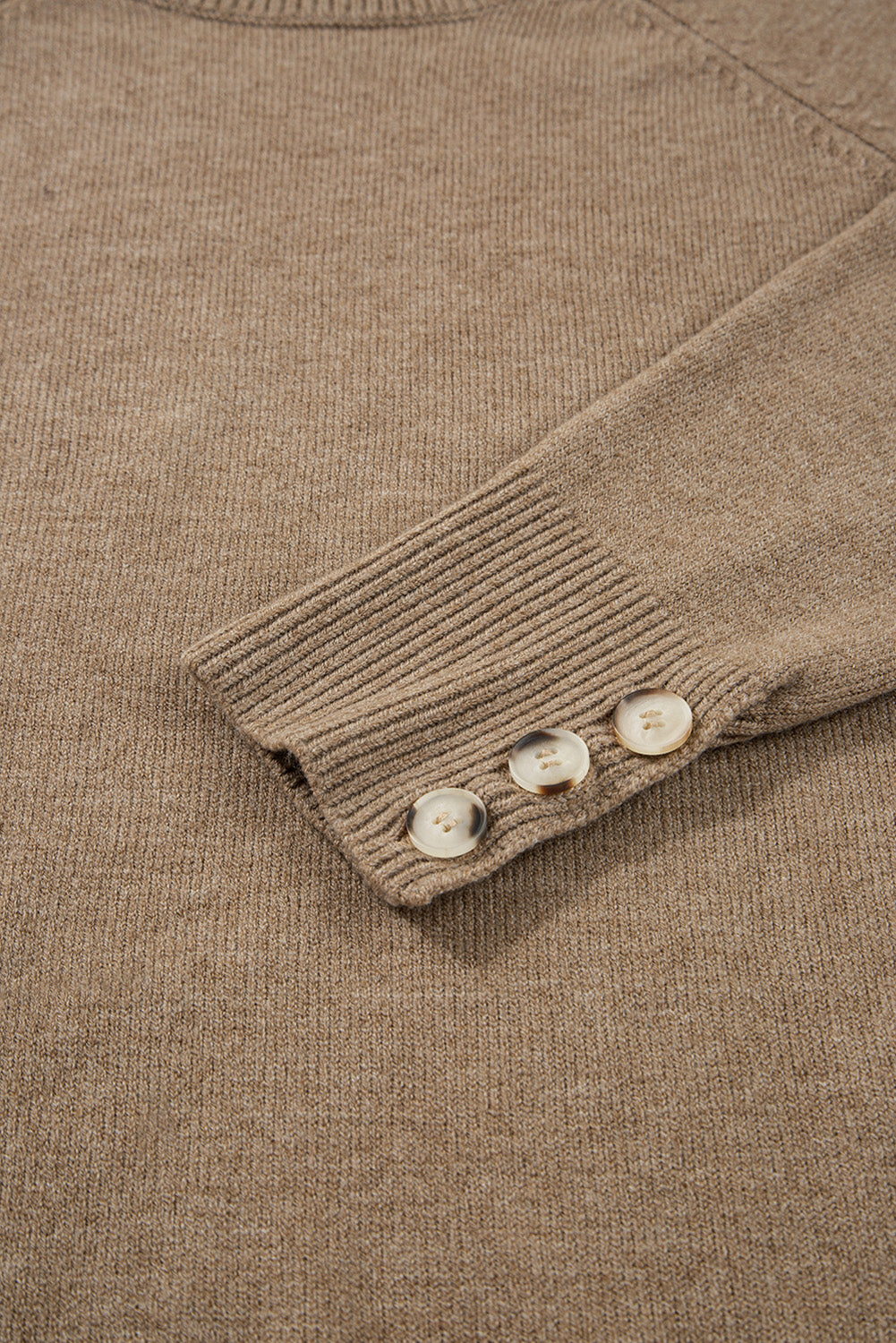 Buttoned Bishop Sleeve Crew Neck Sweater