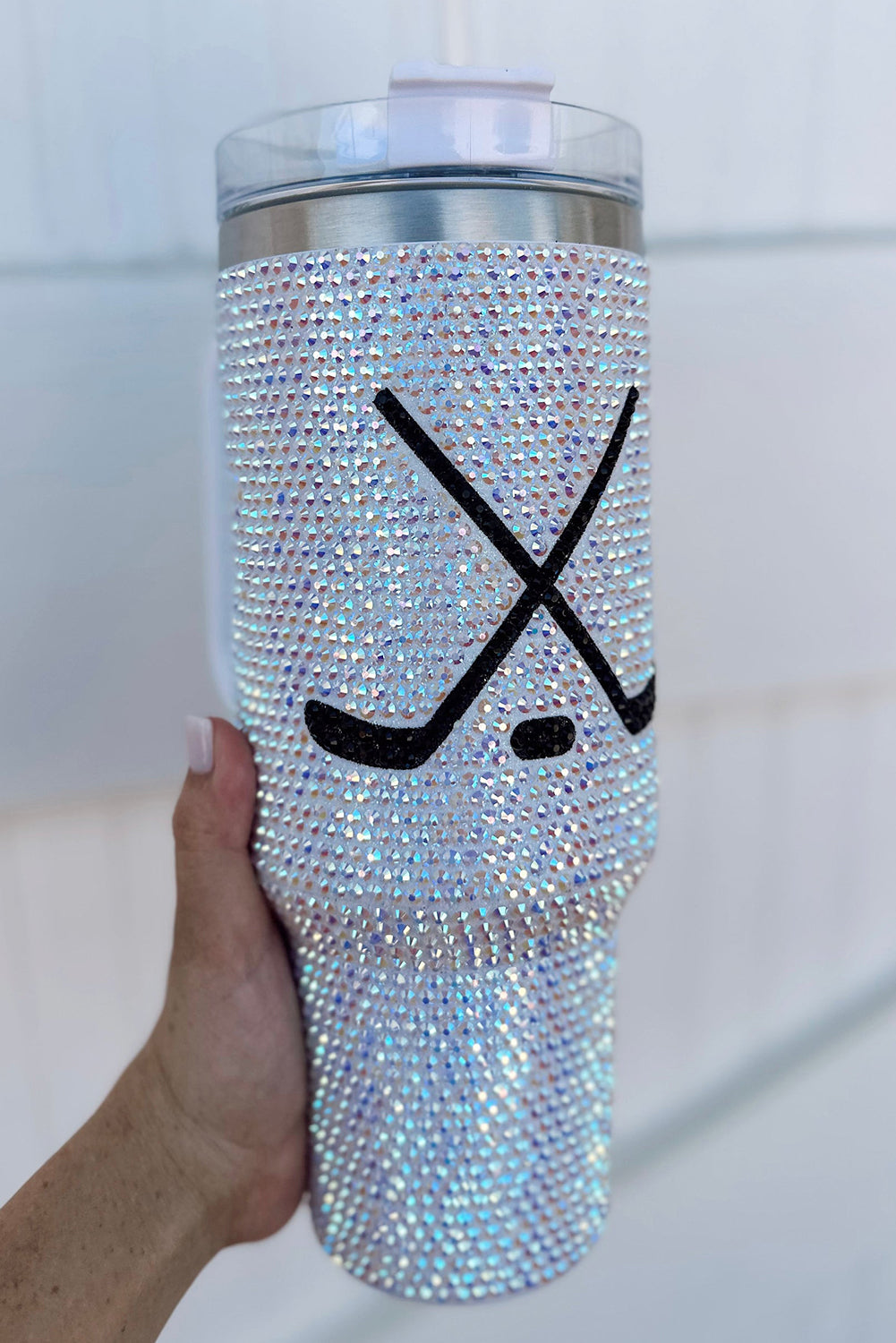 Rhinestone Bling Hockey Mug Tumbler with Handle