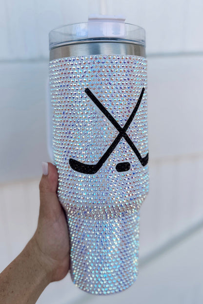 Rhinestone Bling Hockey Mug Tumbler with Handle
