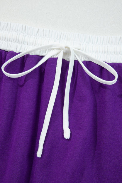 Varsity Stripe Pullover and Mini Skirt Two Piece Set