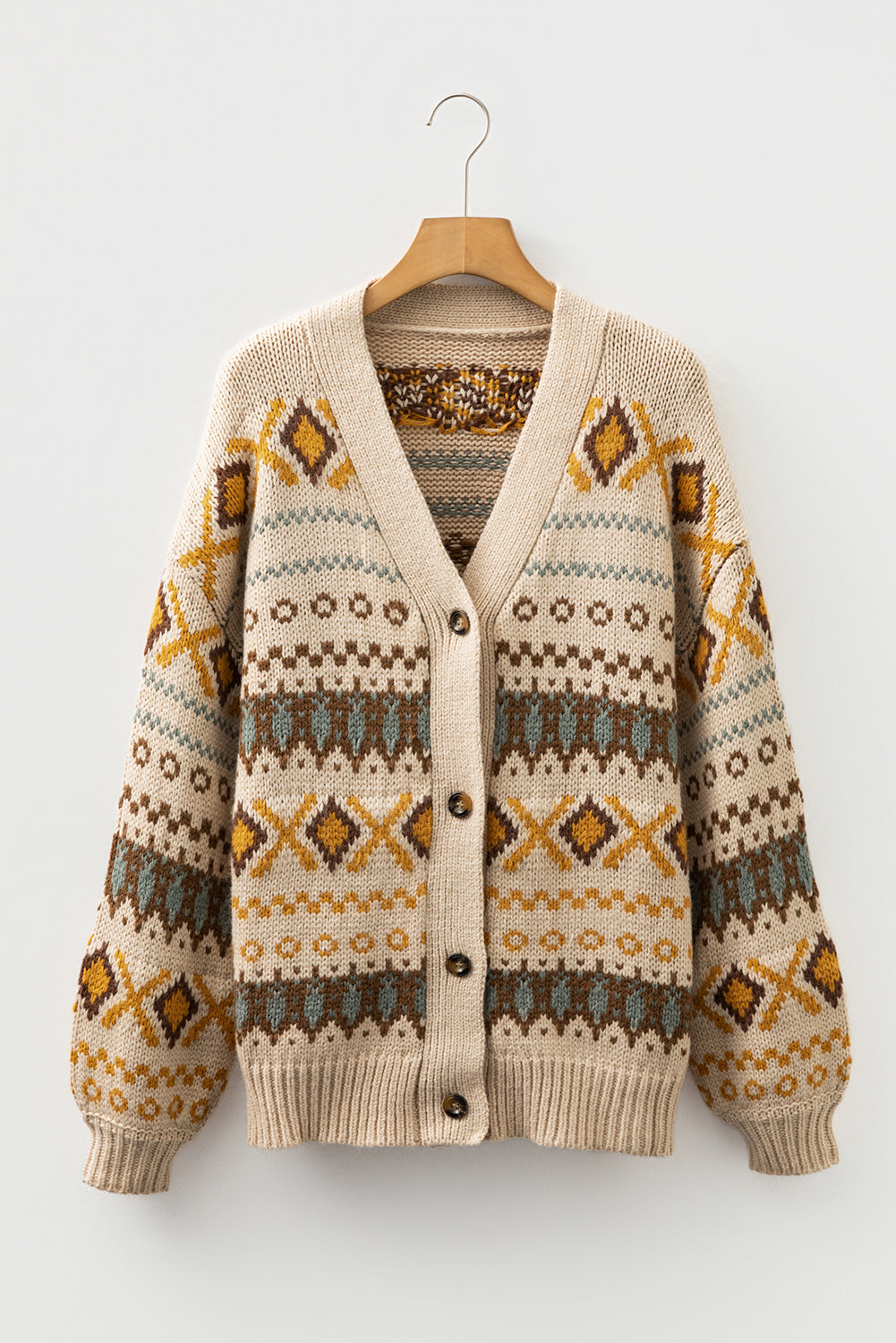 Western Knit V Neck Button Cardigan Sweater