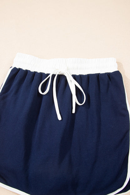 Varsity Stripe Pullover and Mini Skirt Two Piece Set