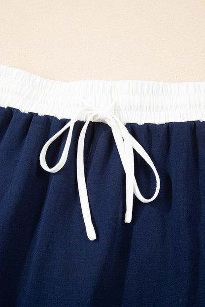 Varsity Stripe Pullover and Mini Skirt Two Piece Set