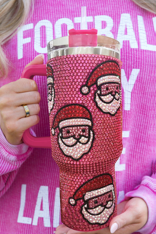 Christmas Santa Diamond Thermos Cup with Straw 40oz
