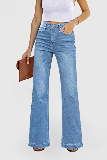 High-Waisted Flare Jeans for Women – Wide Leg Stretch Denim Pants