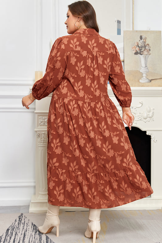 Cinnamon Plus Size Floral Ruffle Hem Long Dress