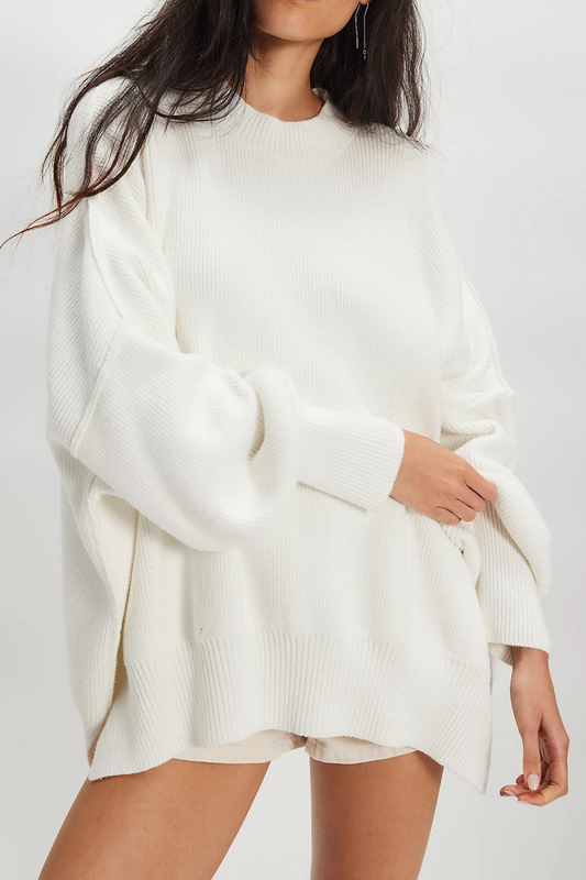 Oversized Tunic Sweater Mock Neck Pullover Top