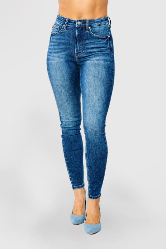 High Waist Cuffed Jeans Women's Casual Straight Leg