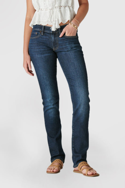 Women's Fashion Mid Waist Straight Jeans