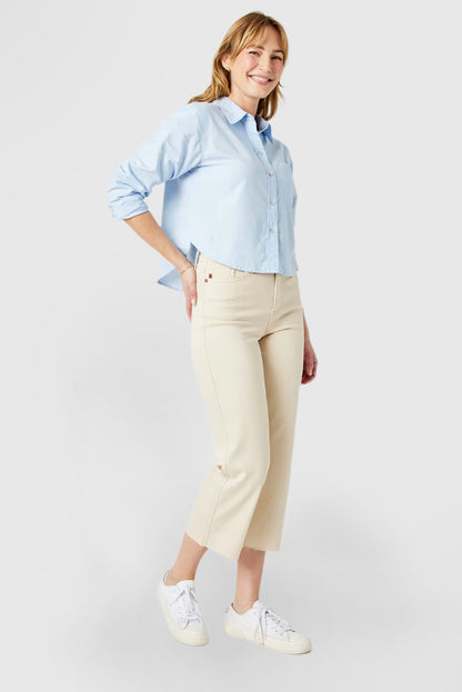 High-Waist Natural Wide-Leg Crop Jeans