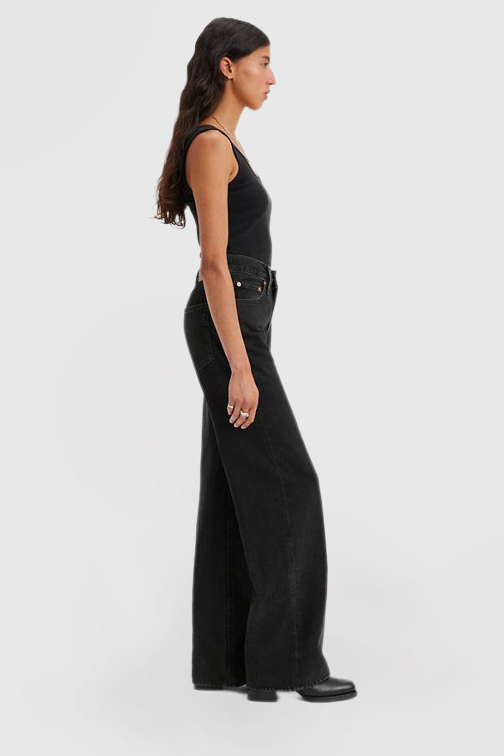 Women's High Waist Jeans Stretch Wide Leg Pants