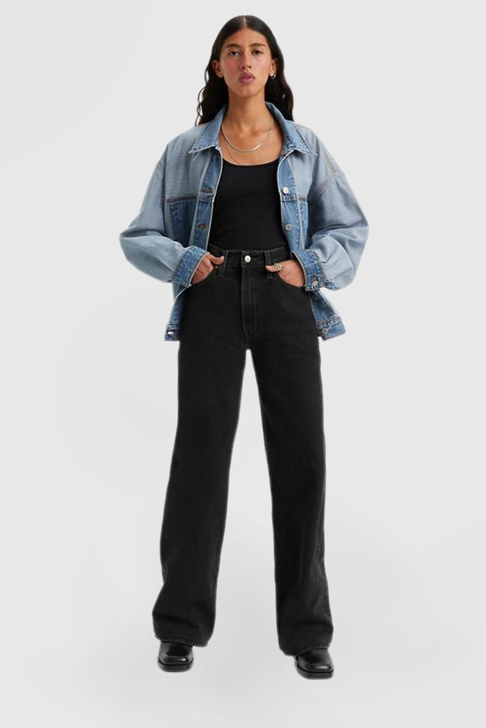 Women's High Waist Jeans Stretch Wide Leg Pants