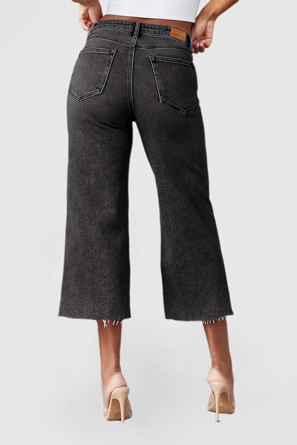 Women's High Waist Drawstring Jeans Stretch Straight Loose Pants