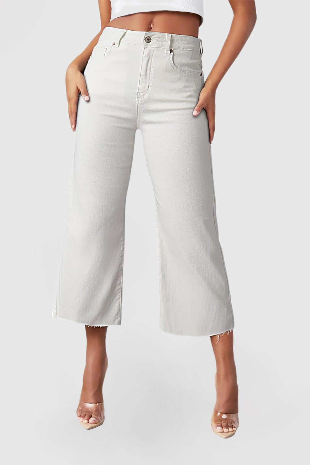 Women's High Waist Drawstring Jeans Stretch Straight Loose Pants