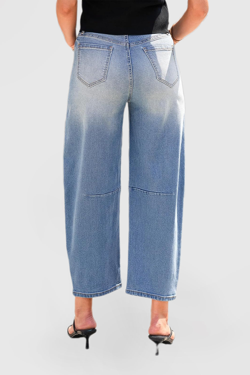 Mid Waist Casual Wide Leg Pants With Stylish Jeans