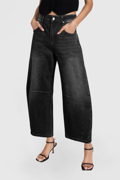 Mid Waist Casual Wide Leg Pants With Stylish Jeans