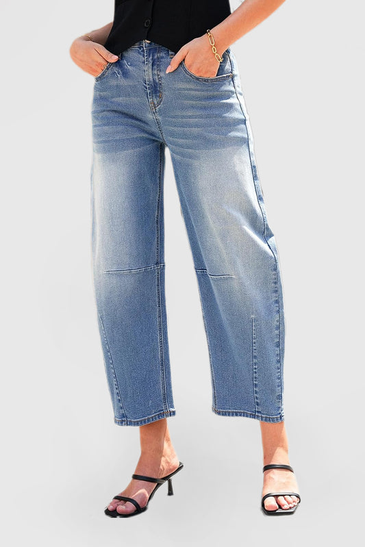 Mid Waist Casual Wide Leg Pants With Stylish Jeans