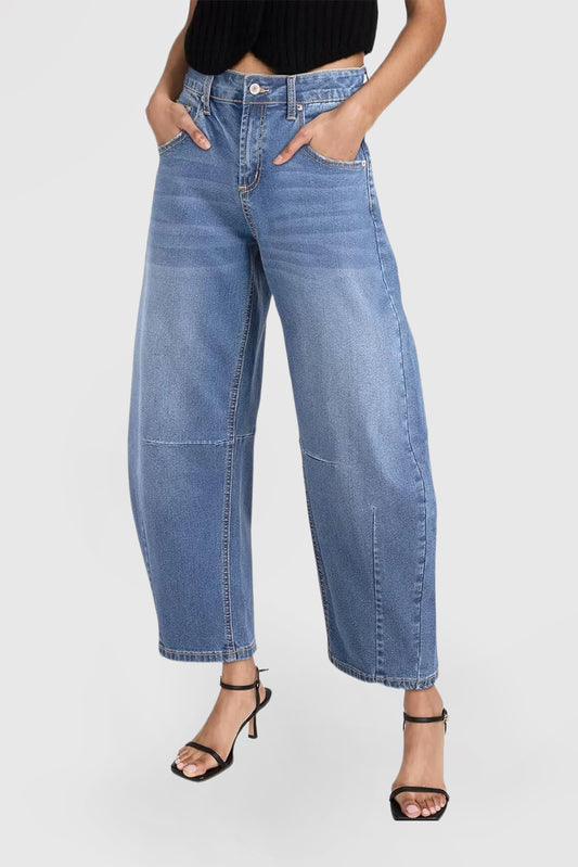 Mid Waist Casual Wide Leg Pants With Stylish Jeans